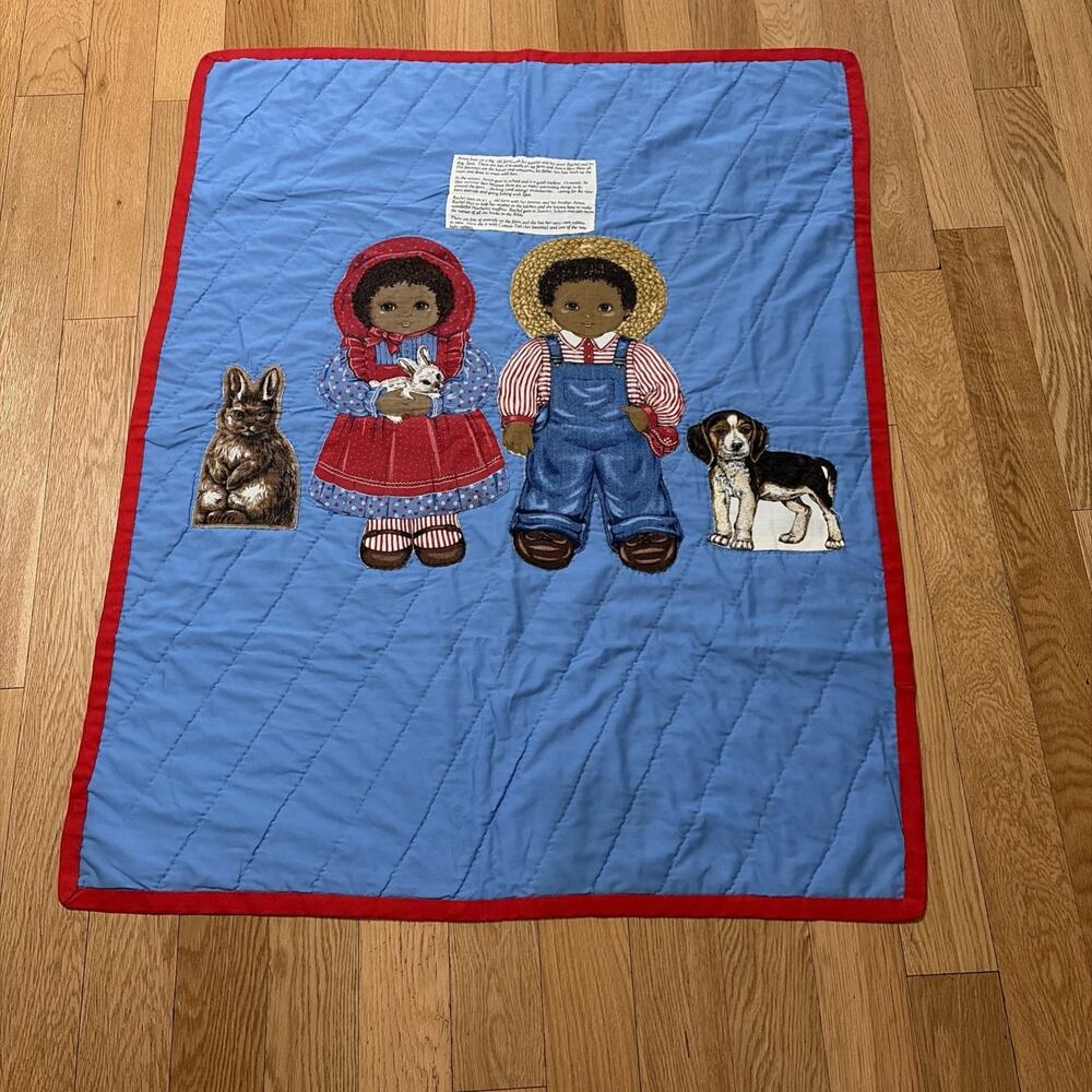 VTG 1980’s Cranston Baby Quilt / Hanging All Hand Stitched Decoration &quilted